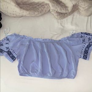 LF Mint Vanilla Cropped Off the Shoulder Top